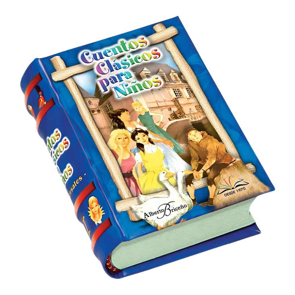 Libro miniatura de pasta dura azul, Cuentos Clásicos para Niños de Alberto Briceño