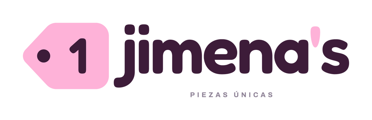 Logo de jimena's con la etiqueta en rosa pálido