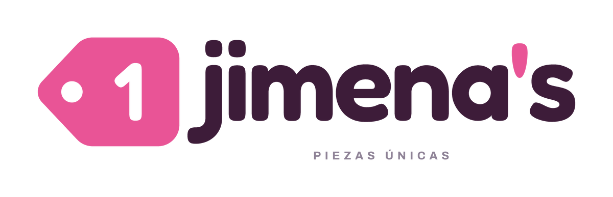 Logo de jimena's con la etiqueta en rosa fuerte